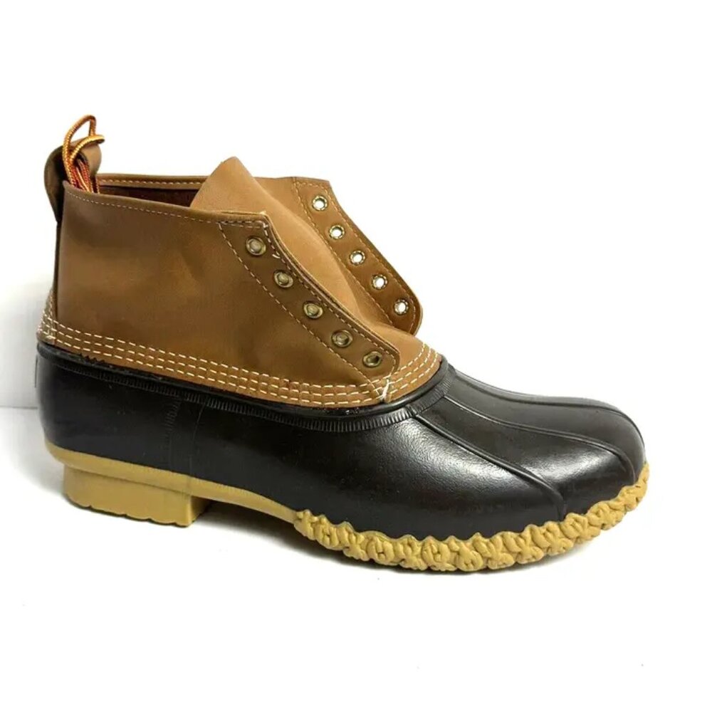 LL Bean Mens Rain Boot Leather Tan Size 13W